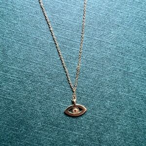 14K Gold Dainty Evil Eye Necklace